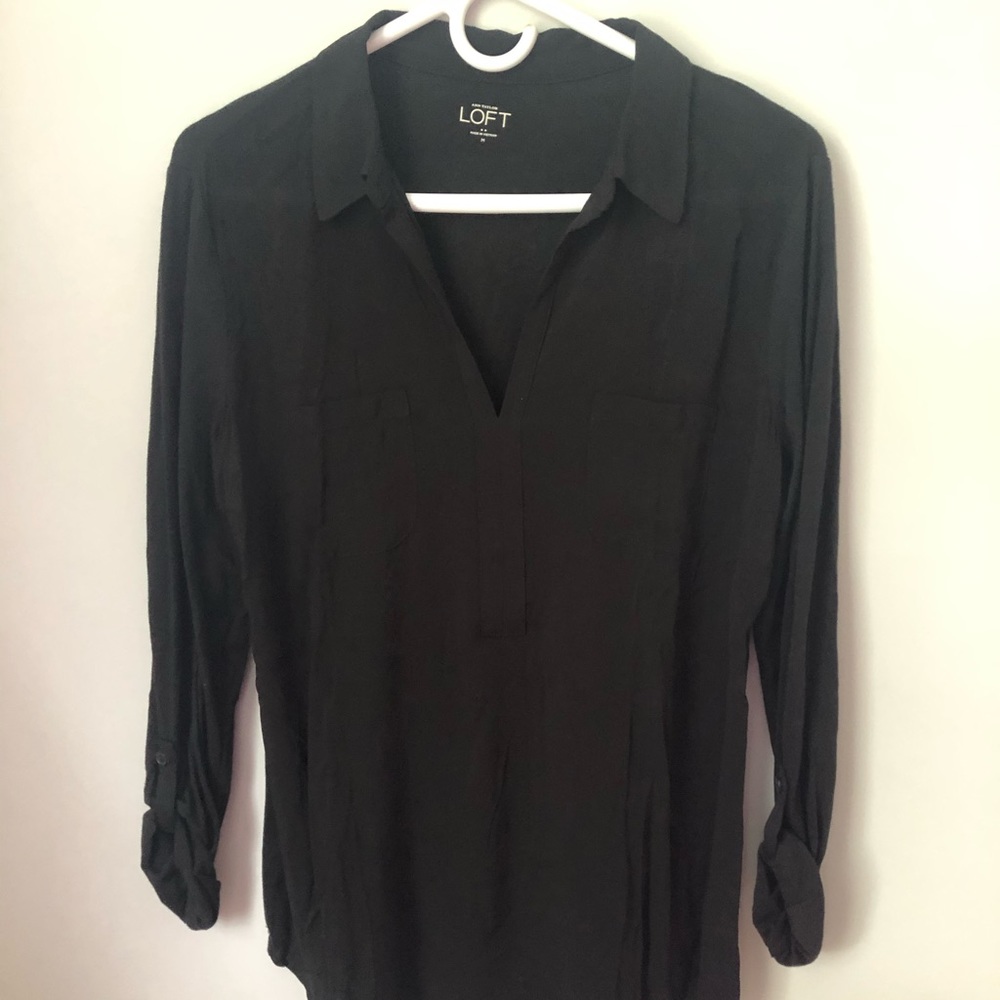 🆕 LOFT Outlet Mixed Media Blouse Black - M